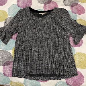 Loft ruffle sleeve jacquard top